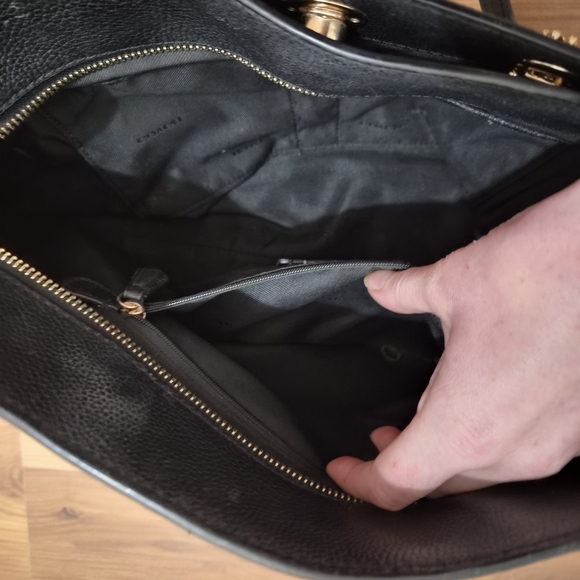 Coach Black Tote with Gold Chain Accents - Picture 6 of 7